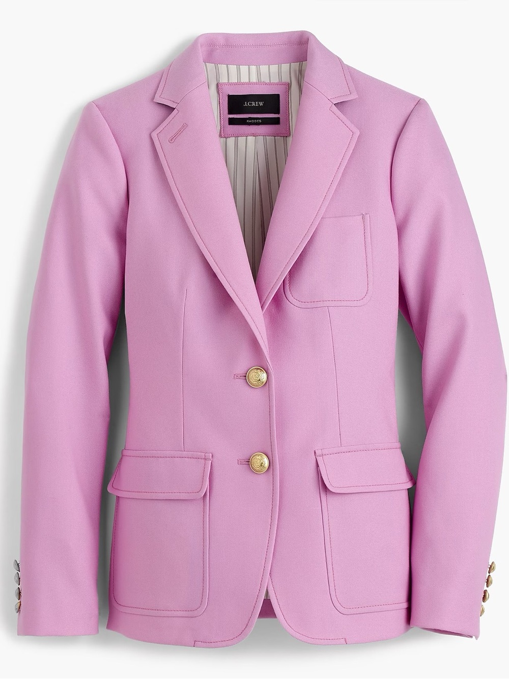 J.Crew Rhodes Blazer in Pink Wool Blend Gold Buttons Size 8